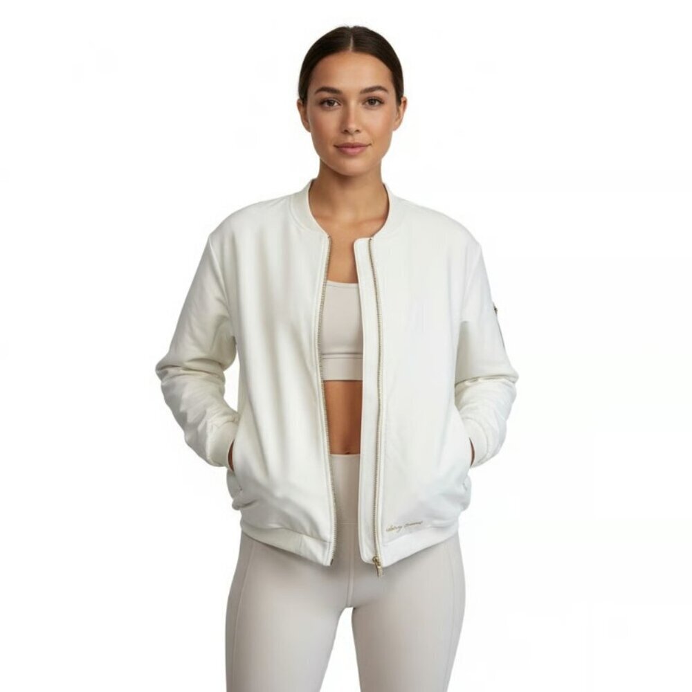 GYMSHARK X WHITNEY SIMMONS Cream Reversible Bomber-Style Jacket Size XS